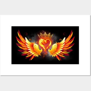 Heart With a crown in Flaming Wings Posters and Art